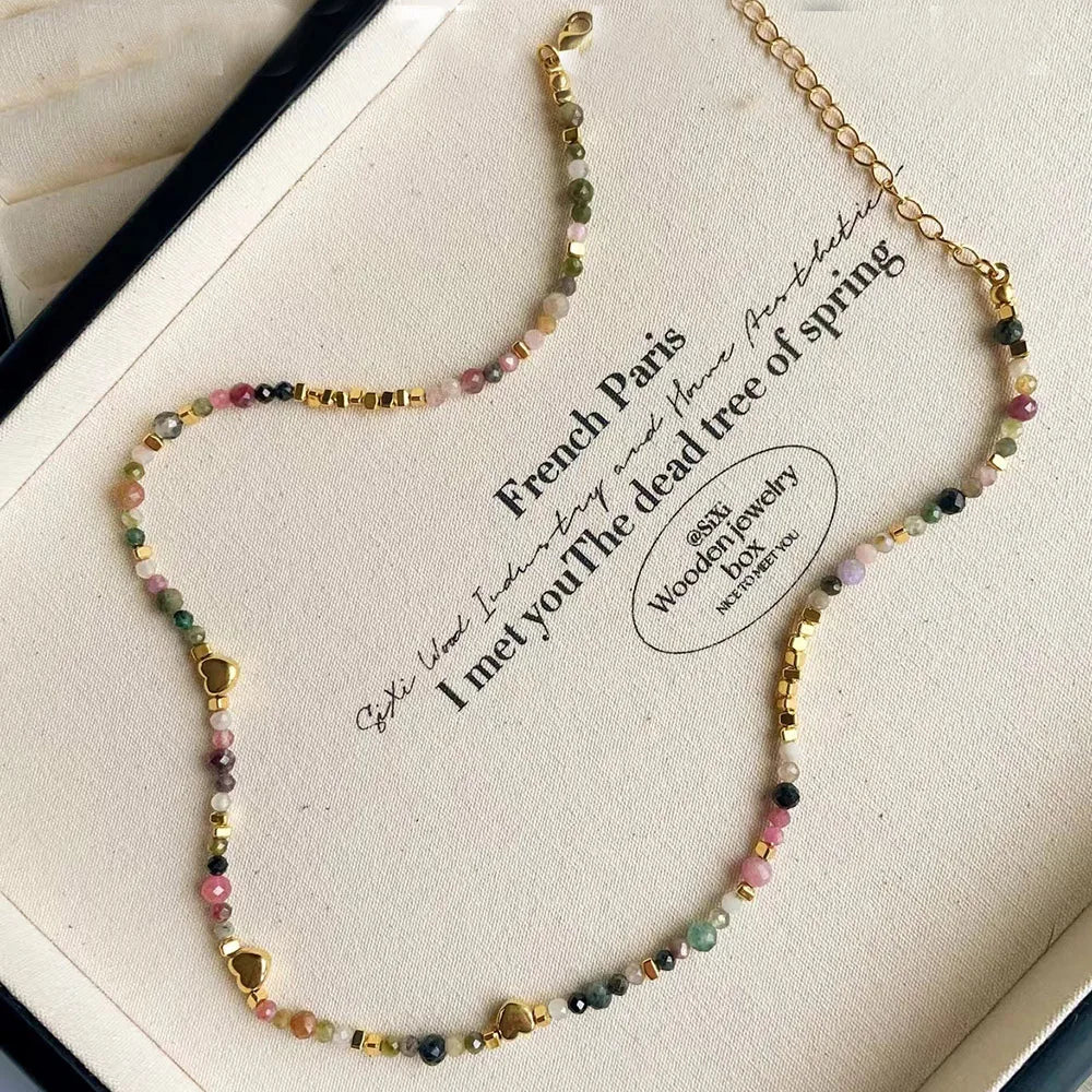 Good Quality Summer fashion necklace natural stone titanium steel accessory Heart adorned pendant for party gift